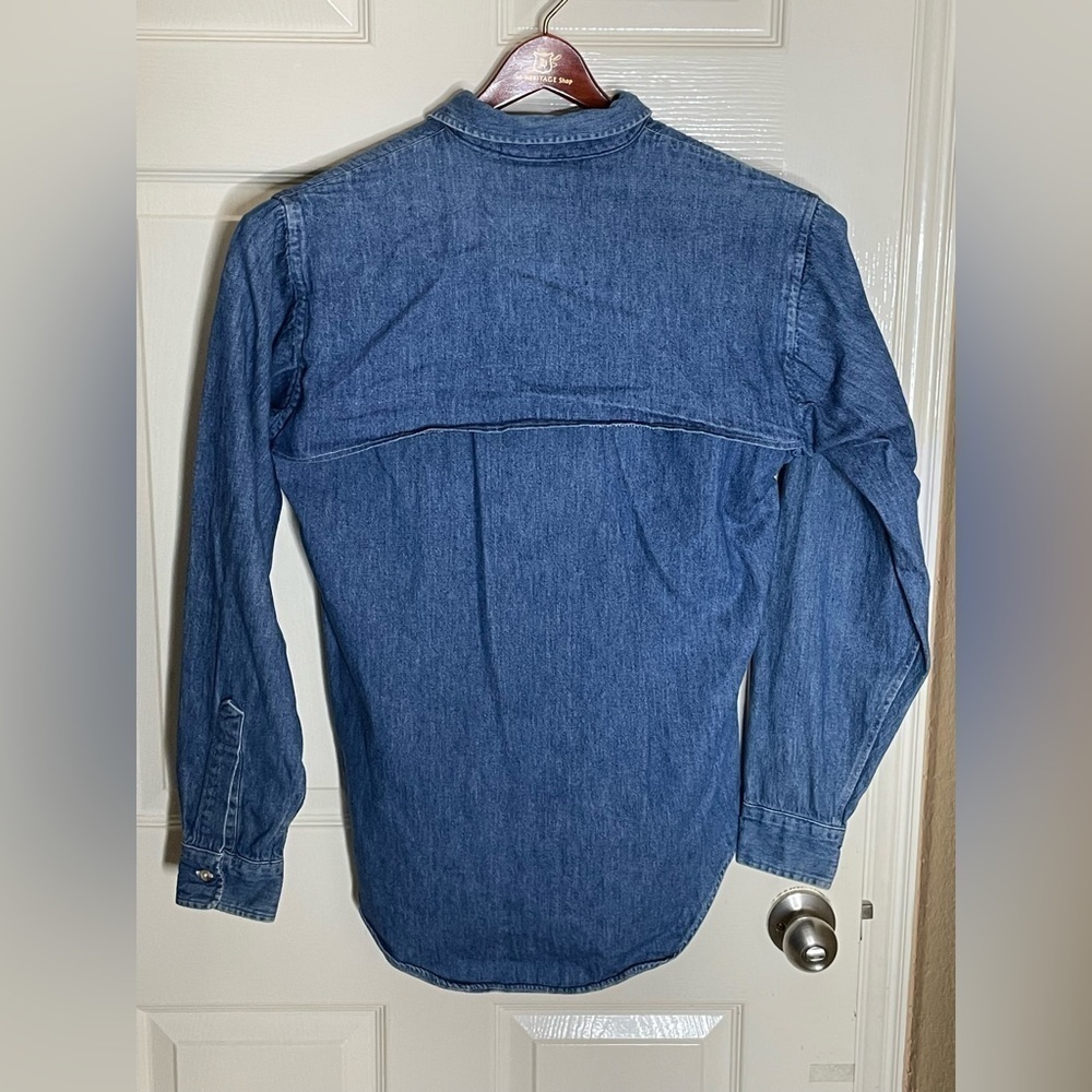 Vintage Polo Ralph Lauren  Denim Shirt/rain Flap Med​​​​​​​​​​​​​ - Picture 12 of 13